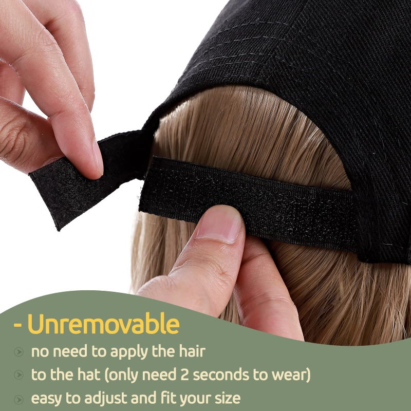 S-noilite 16" Baseball Cap with Hair Baseball Hats with Hair Attached Curly Wavy Cap Wig with Hair Extensions Adjustable Culry Baseball Hat Wig for Women (16" -Curly, Sandy Blonde & Bleach Blonde) - Image 3